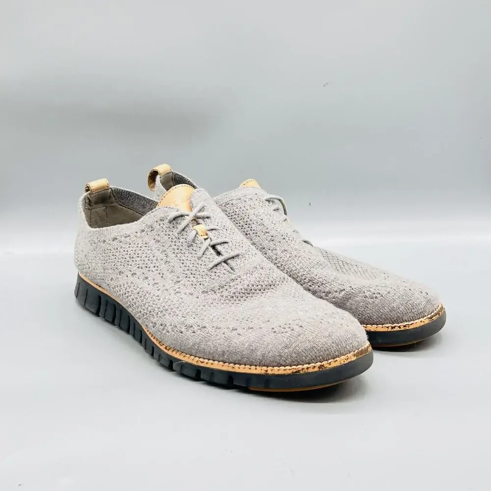 Cole Haan Shoes Mens 12 Gray Knit Grand OS Wingtip Casual Sneakers Comfort